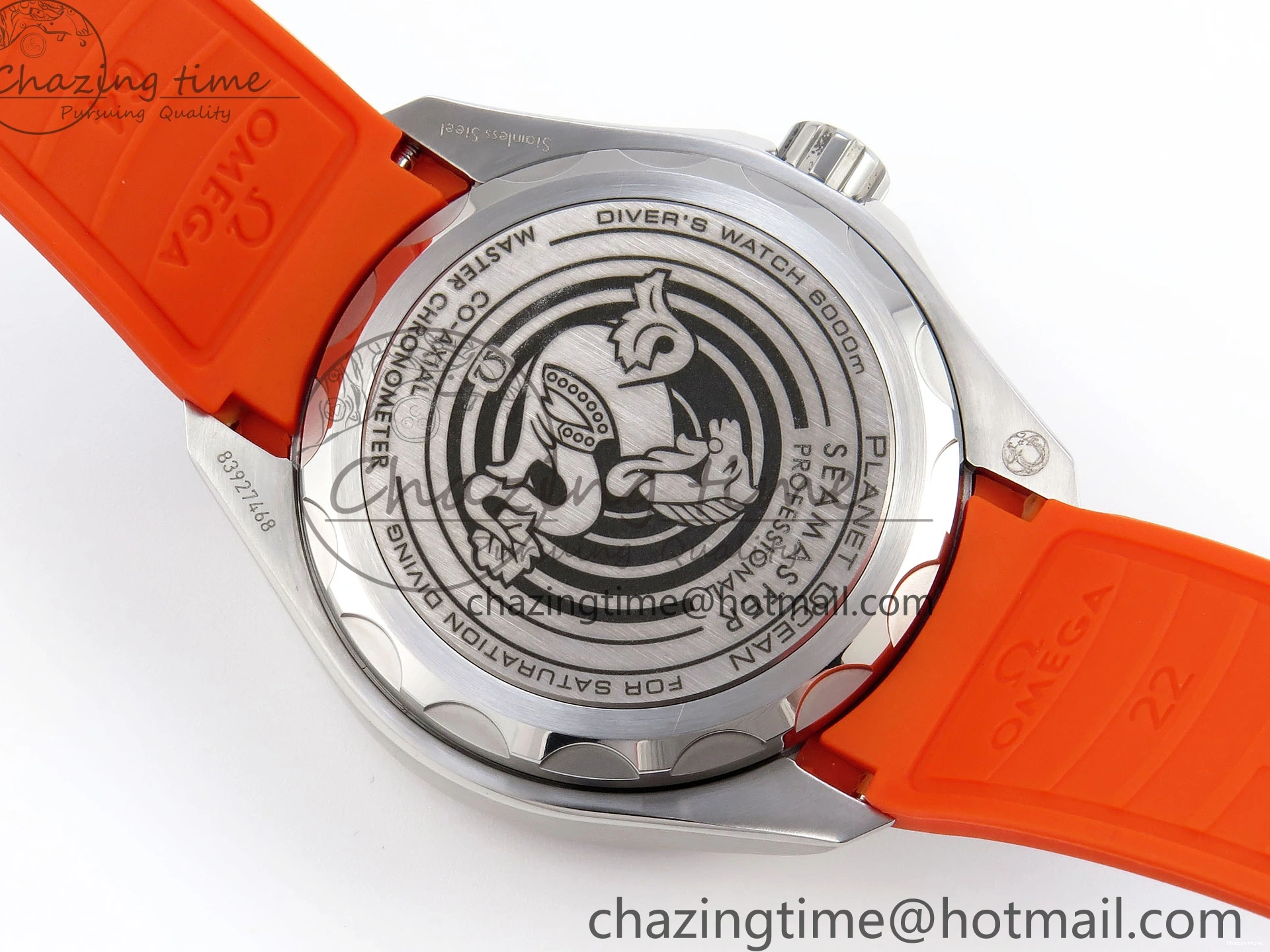 0126 Premium SEAMASTER PLANET OCEAN 6000M ULTRA DEEP 45.5MM SS TF 1:1 BEST EDITION GRAY DIAL ORANGE BEZEL ON RUBBER STRAP A 7761